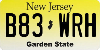 NJ license plate B83WRH