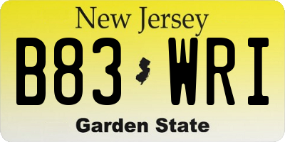 NJ license plate B83WRI