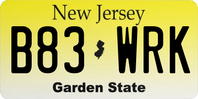 NJ license plate B83WRK