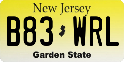 NJ license plate B83WRL