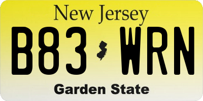 NJ license plate B83WRN