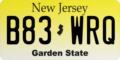 NJ license plate B83WRQ