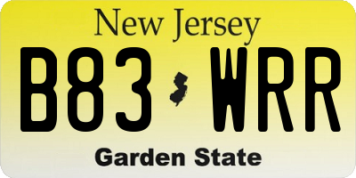 NJ license plate B83WRR