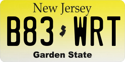 NJ license plate B83WRT