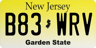 NJ license plate B83WRV