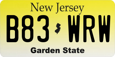 NJ license plate B83WRW