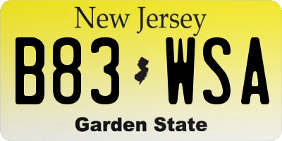 NJ license plate B83WSA