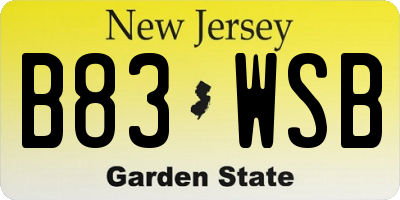 NJ license plate B83WSB