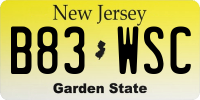 NJ license plate B83WSC