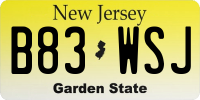 NJ license plate B83WSJ