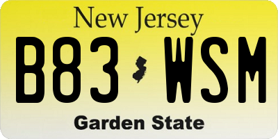 NJ license plate B83WSM