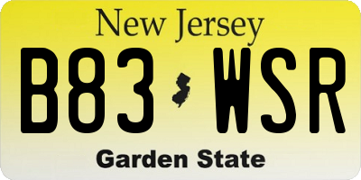 NJ license plate B83WSR