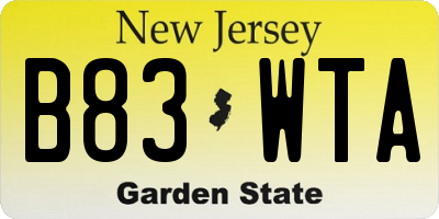NJ license plate B83WTA