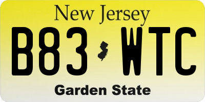 NJ license plate B83WTC