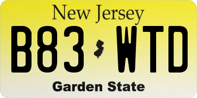 NJ license plate B83WTD