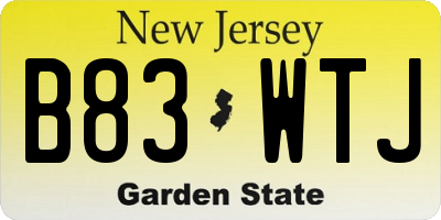 NJ license plate B83WTJ