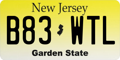 NJ license plate B83WTL