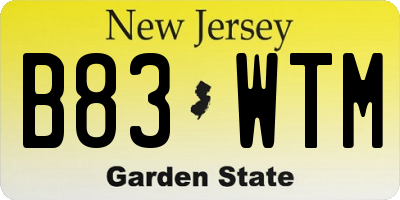 NJ license plate B83WTM
