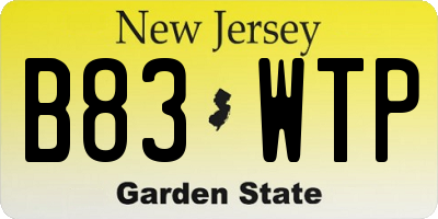 NJ license plate B83WTP