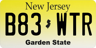 NJ license plate B83WTR
