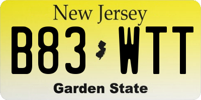 NJ license plate B83WTT
