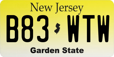 NJ license plate B83WTW