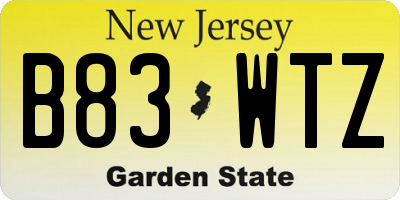 NJ license plate B83WTZ