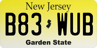 NJ license plate B83WUB