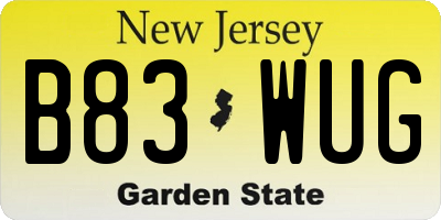 NJ license plate B83WUG