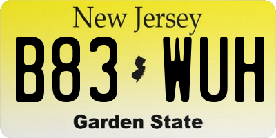 NJ license plate B83WUH