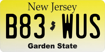 NJ license plate B83WUS