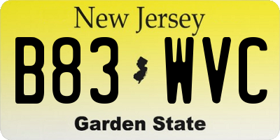 NJ license plate B83WVC