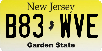 NJ license plate B83WVE