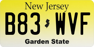NJ license plate B83WVF