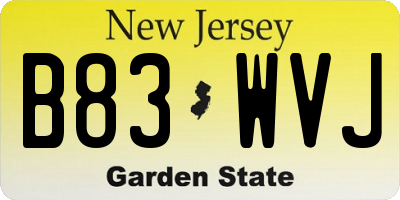 NJ license plate B83WVJ