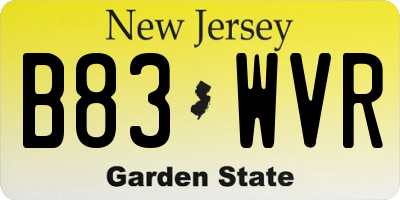 NJ license plate B83WVR