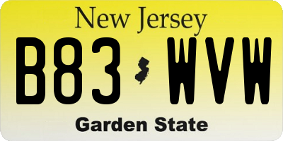 NJ license plate B83WVW