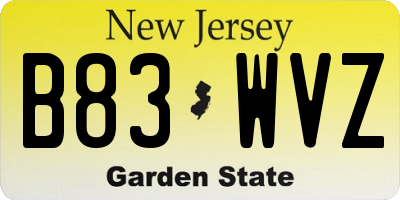 NJ license plate B83WVZ