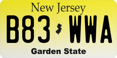 NJ license plate B83WWA