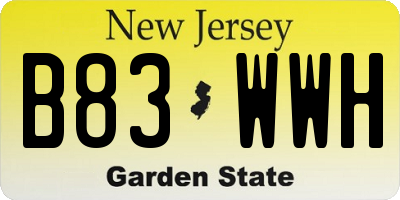 NJ license plate B83WWH