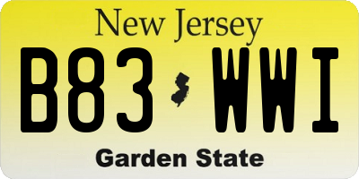 NJ license plate B83WWI