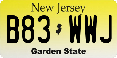 NJ license plate B83WWJ