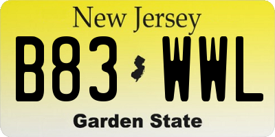 NJ license plate B83WWL