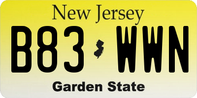 NJ license plate B83WWN