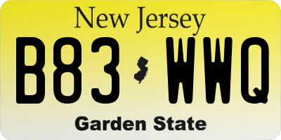 NJ license plate B83WWQ