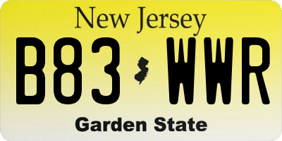 NJ license plate B83WWR