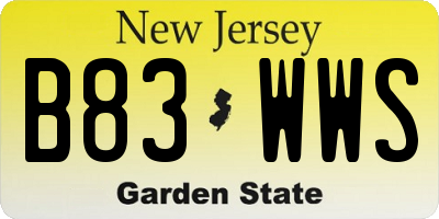 NJ license plate B83WWS
