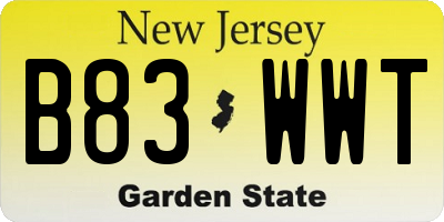 NJ license plate B83WWT