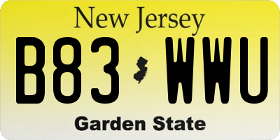 NJ license plate B83WWU