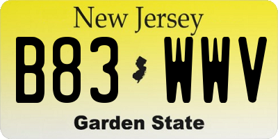 NJ license plate B83WWV